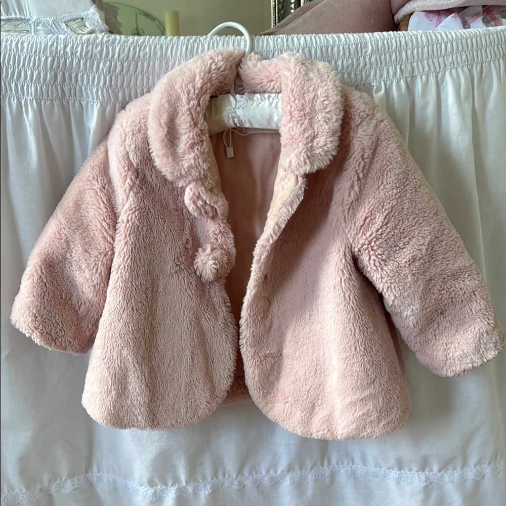 Mayoral pink faux fur coat